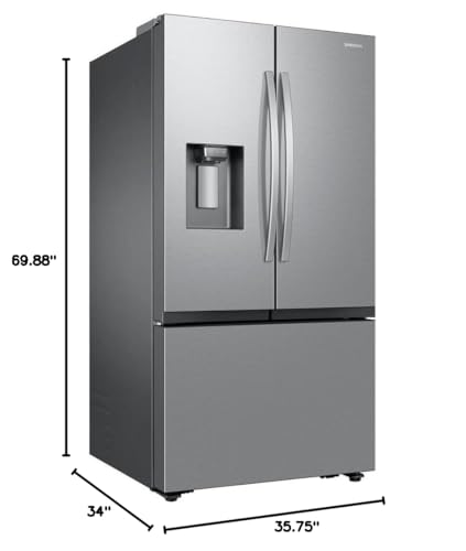 36" 3-Door Fridge with Ice/water dispenser and Freezer Ice Maker
