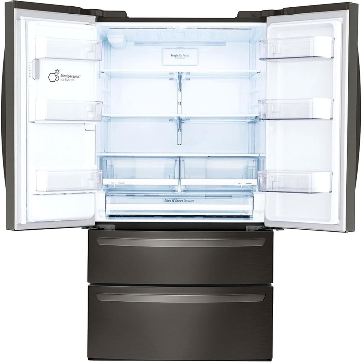 LG 28 cu.ft. Smart wi-fi Enabled French Door Refrigerator - 27.80 ft³ - French Door - 18.60 ft³ Net Refrigerator Capacity - 9.20 ft³ Net Freezer Capacity - Black Stainless Steel - Smooth - LED Light