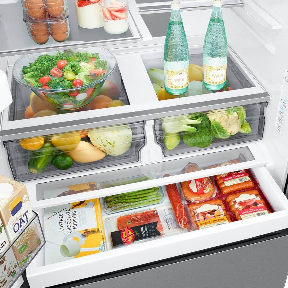 36" 3-Door Fridge with Ice/water dispenser and Freezer Ice Maker