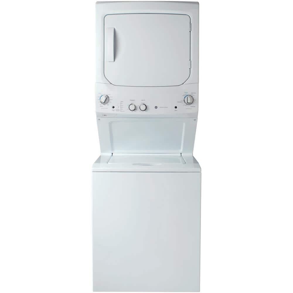 GE GUD27ESSMWW Unitized Spacemaker 3.8 Washer with Stainless Steel Basket and 5.9 Cu. Ft. Capacity Electric Dryer, White