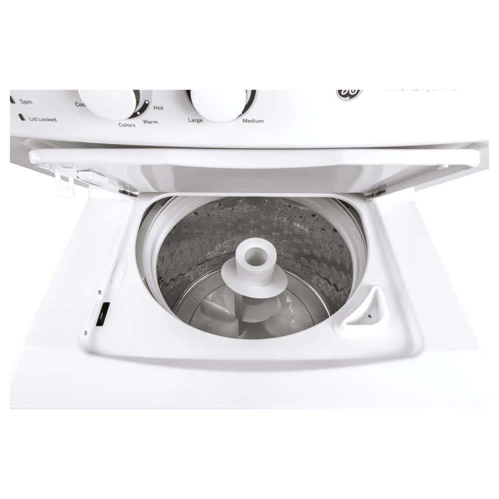 GE GUD27ESSMWW Unitized Spacemaker 3.8 Washer with Stainless Steel Basket and 5.9 Cu. Ft. Capacity Electric Dryer, White