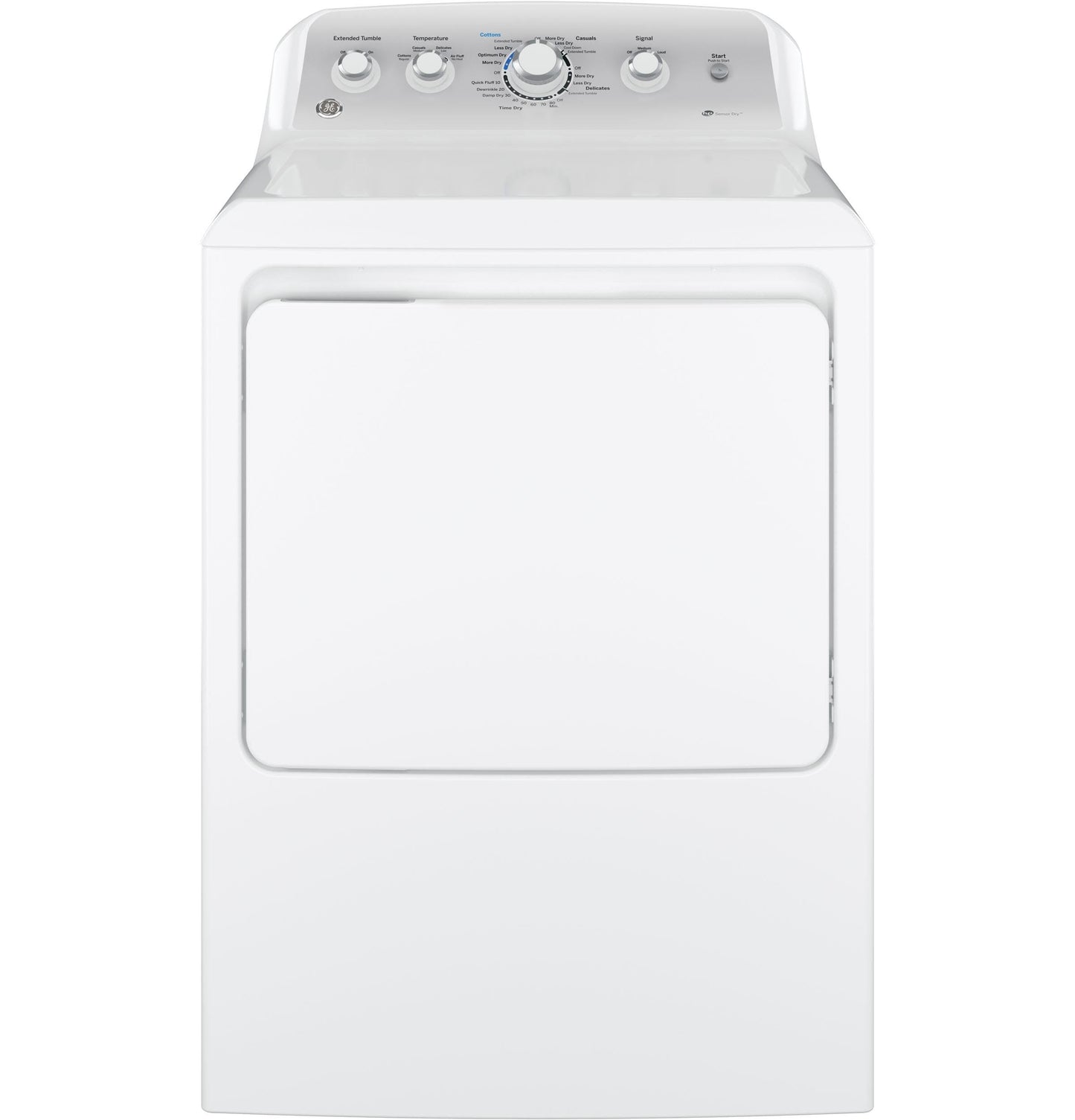 GE GTD45GASJWS Aluminized Alloy Drum Gas Dryer with HE Sensor Dry, 7.2 Cu. Ft. Capacity, White