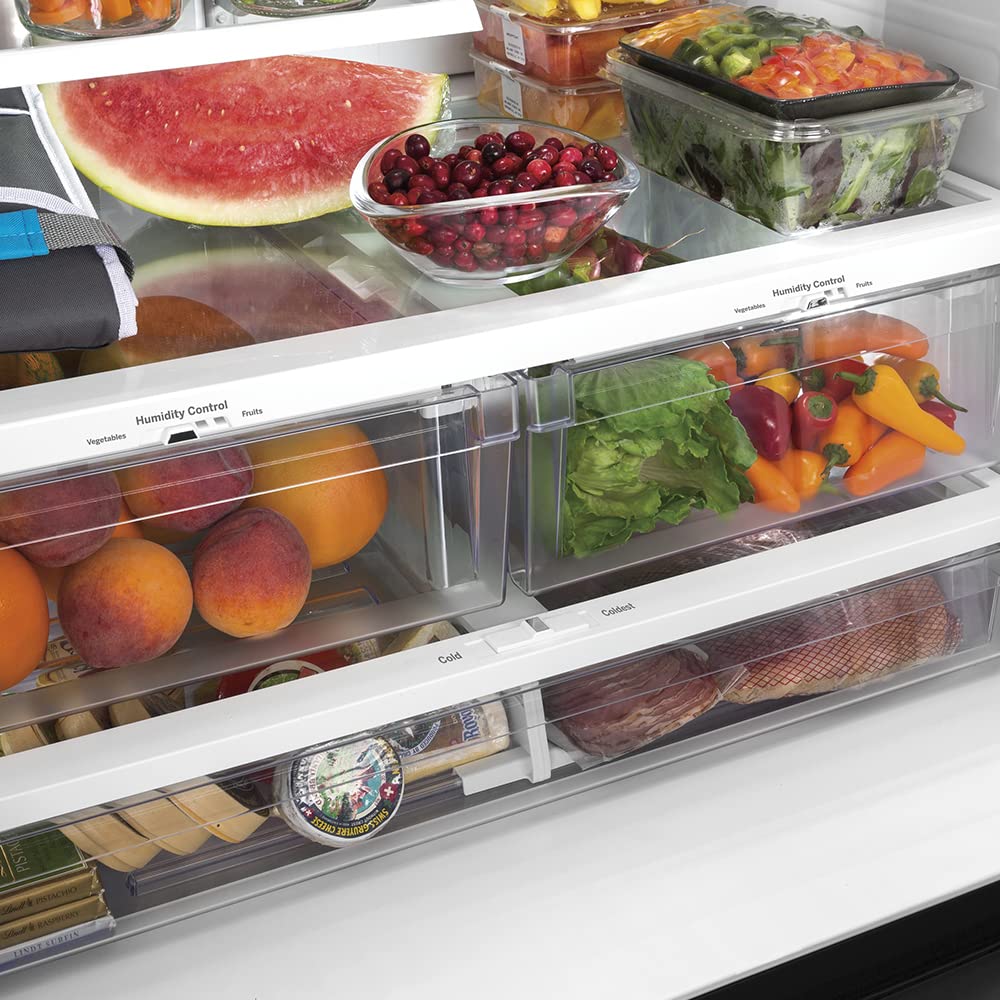 GE GNE27JYMFS 36" French Door Refrigerator with 27 cu. ft. Total Capacity Energy Star LED Lighting Internal Water Dispenser Spill-Proof Shelves in Fingerprint Resistant Stainless Steel